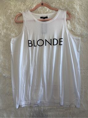 Brunette the Label Womens Sleeveless Blonde Tank Top 2XL/3XL White Minimalist